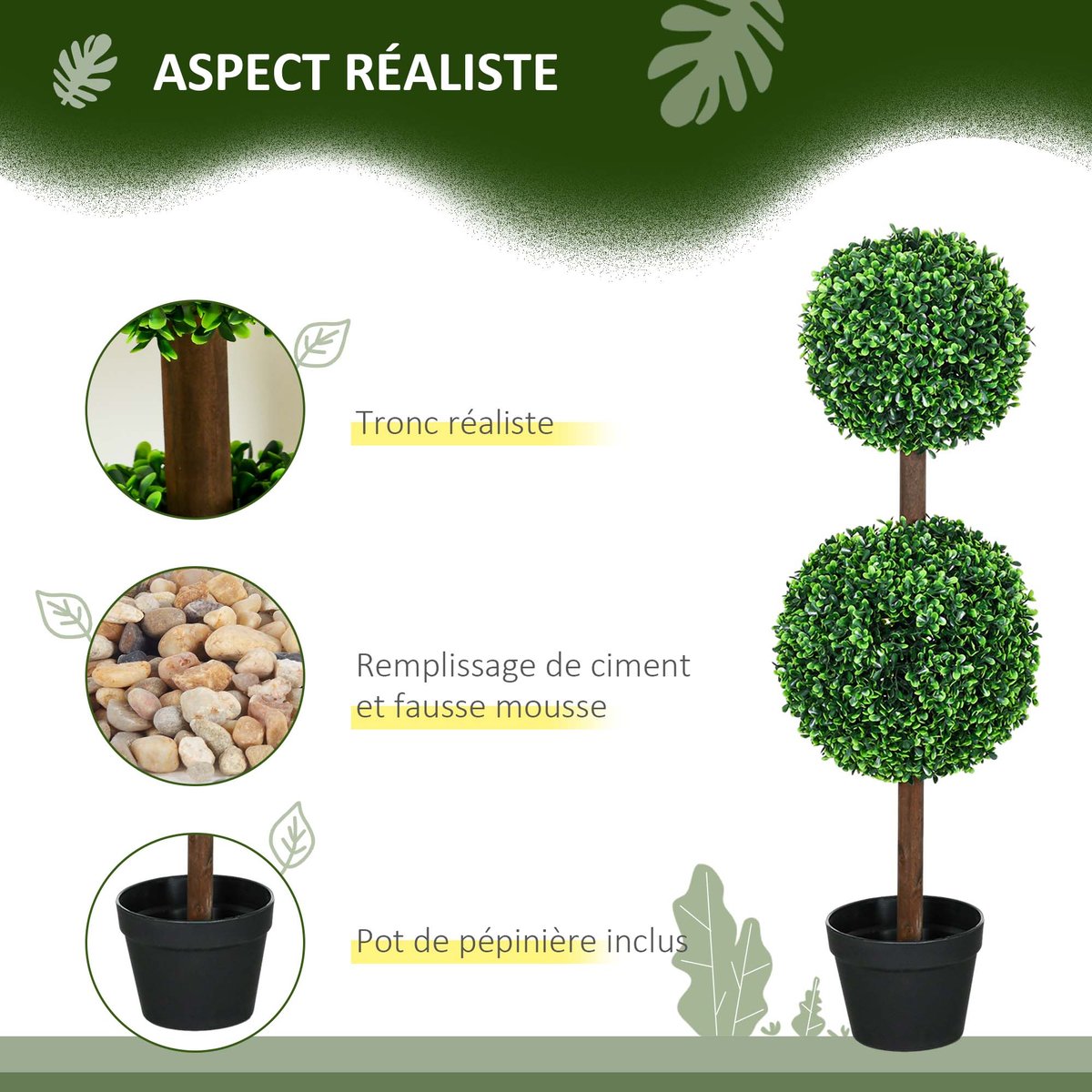 Topiaires artificielles PE Vert vert, HOMCOM