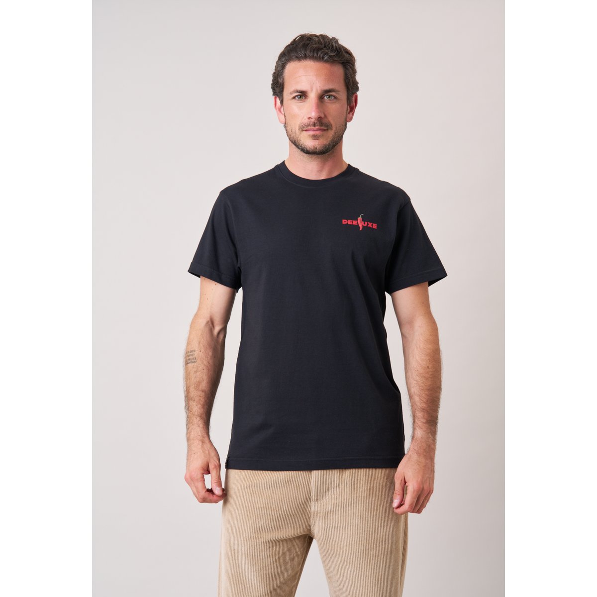 T-shirt loose homme en coton imprimé piment SPICY noir, DEELUXE