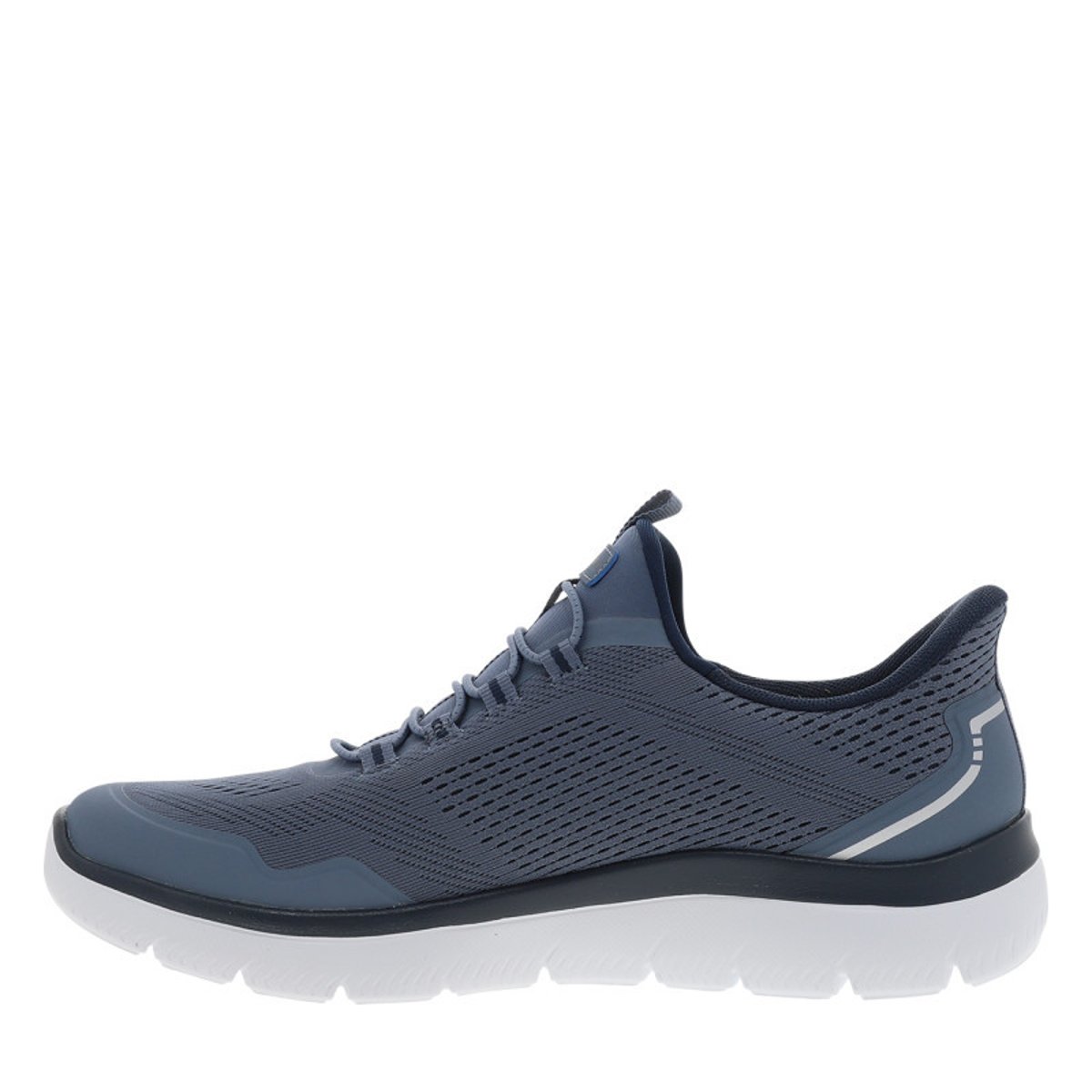 Baskets running bleu marine à semelle plate avec une fermeture slip-on bleu foncé, SKECHERS
