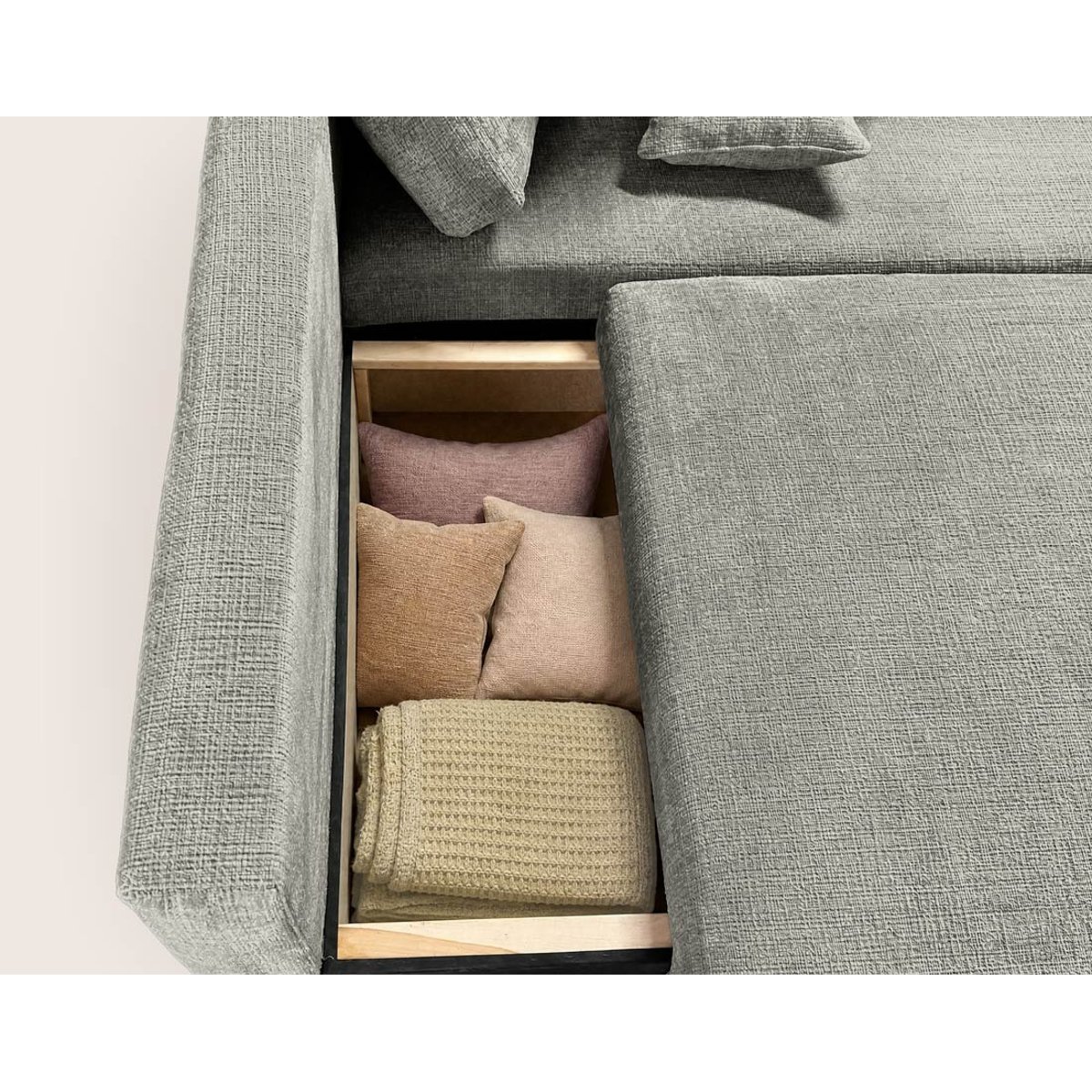 Canapé angle droit convertible velours texturé, MIRO gris, BEST MOBILIER