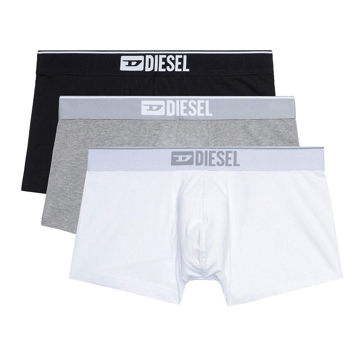 Lot de 3 boxers unis noir + gris + blanc, DIESEL