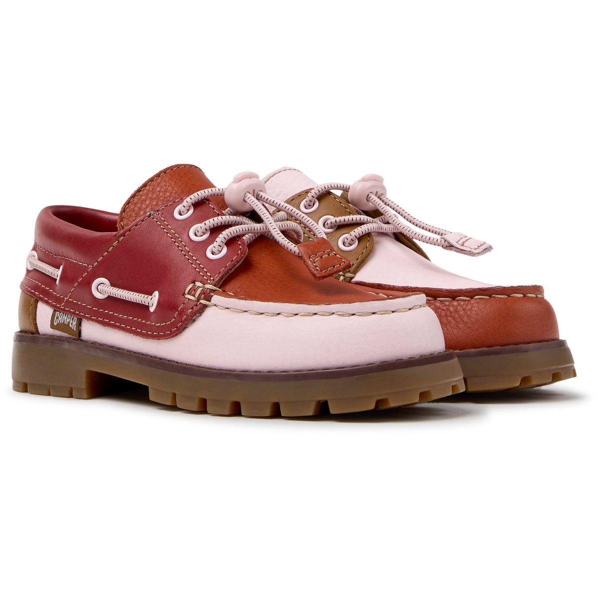 Derbies Compas Twins Smooth Leather rose rouge 008, CAMPER