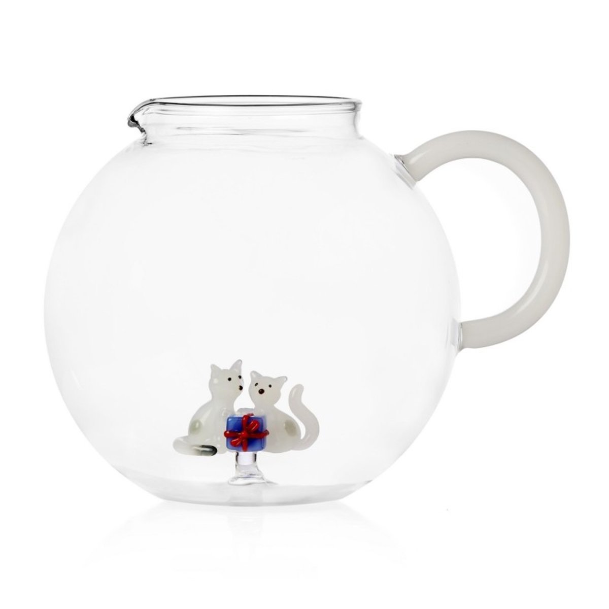 Carafe à eau verre noël chat TABBY CAT CHRISTMAS blanc, ICHENDORF