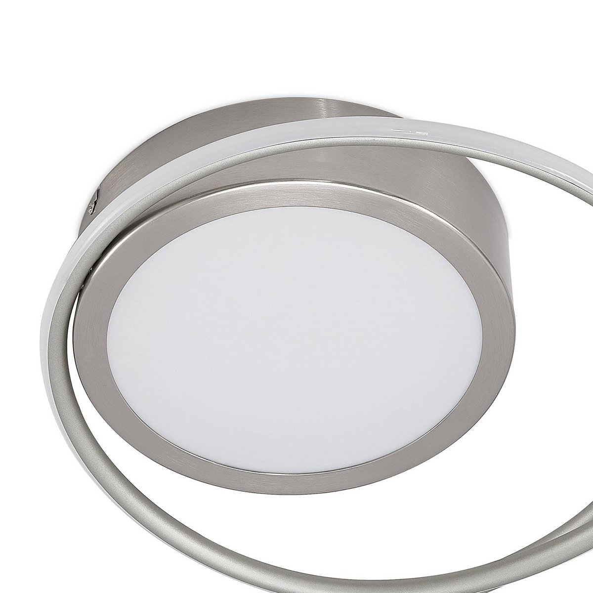 Plafonnier en aluminium moderneLED, Bovia aspect nickel satiné, LINDBY