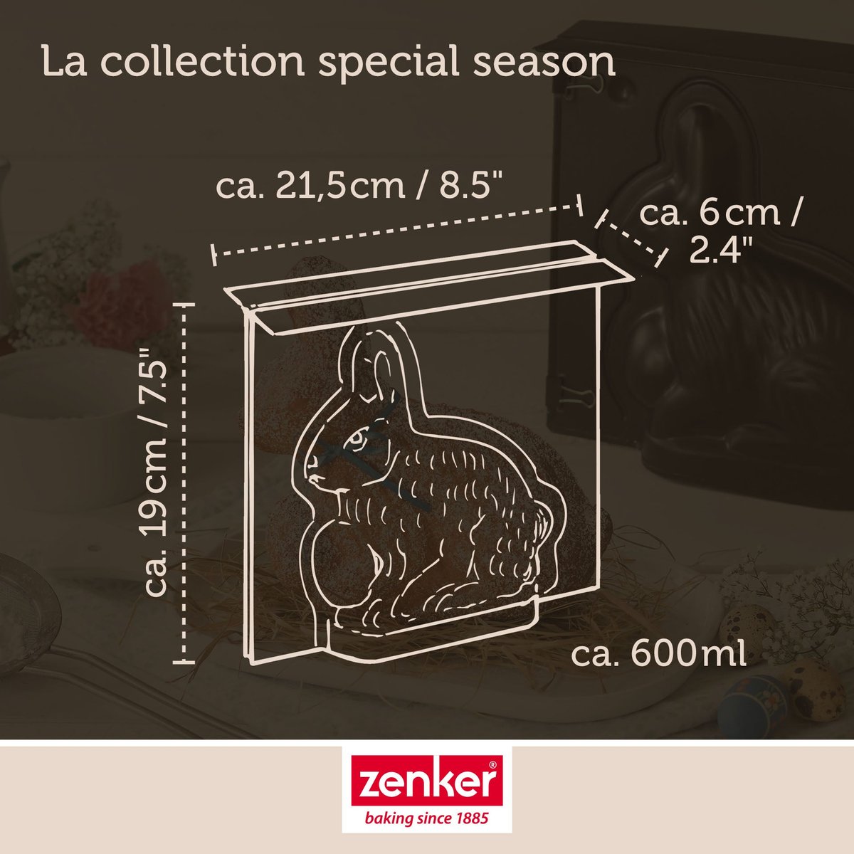 Ensemble de moule lapin de Pâques 3D et 5 emporte-pièces noir, ZENKER