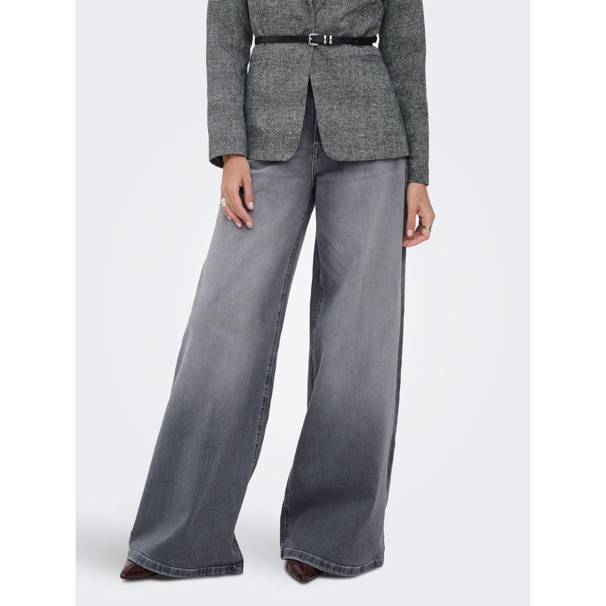 Jean À Jambe Large light grey denim, ONLY