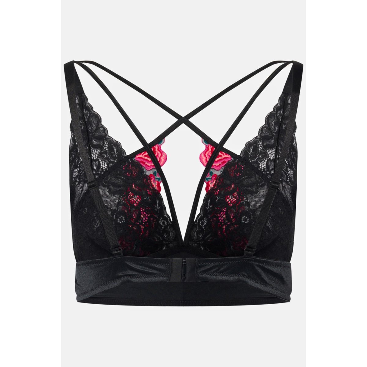 Bralette, roses brodées noir, ULLA POPKEN