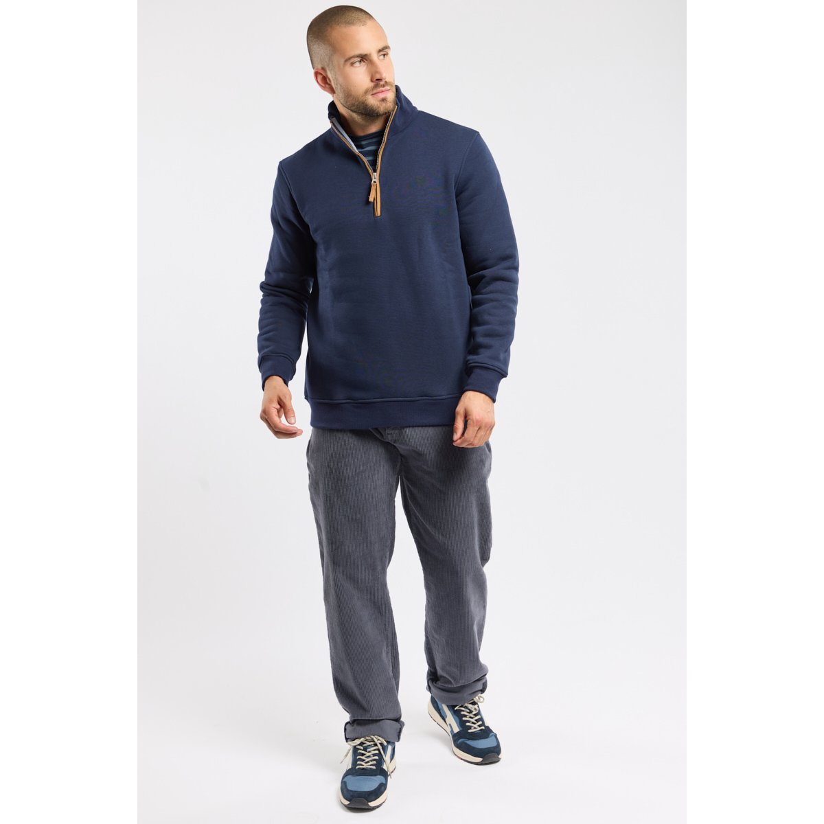 Sweat camionneur molleton en coton amiral, GUY DE BERAC