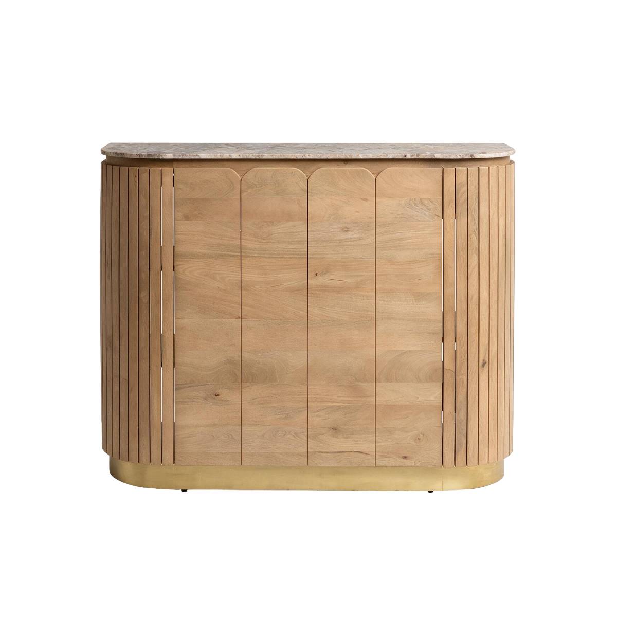 Bar en marbre et bois de manguier CYRÈNE bois clair, MADE IN MEUBLES