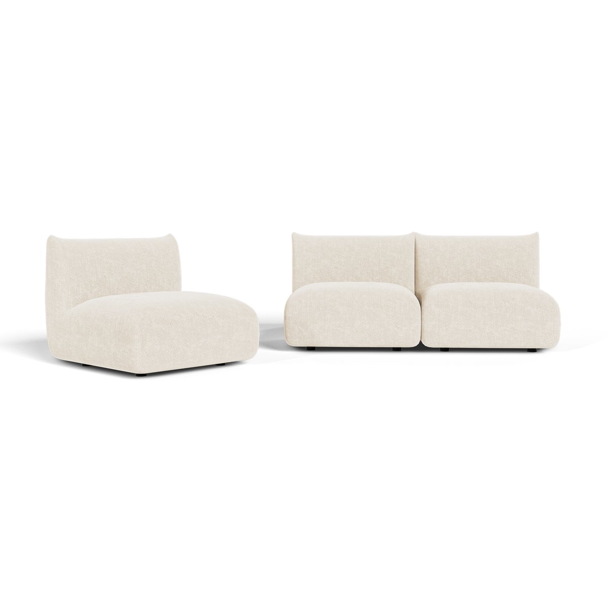 Canapé modulable 5 places en velours chenillé NOOMA crème, SIA HOME