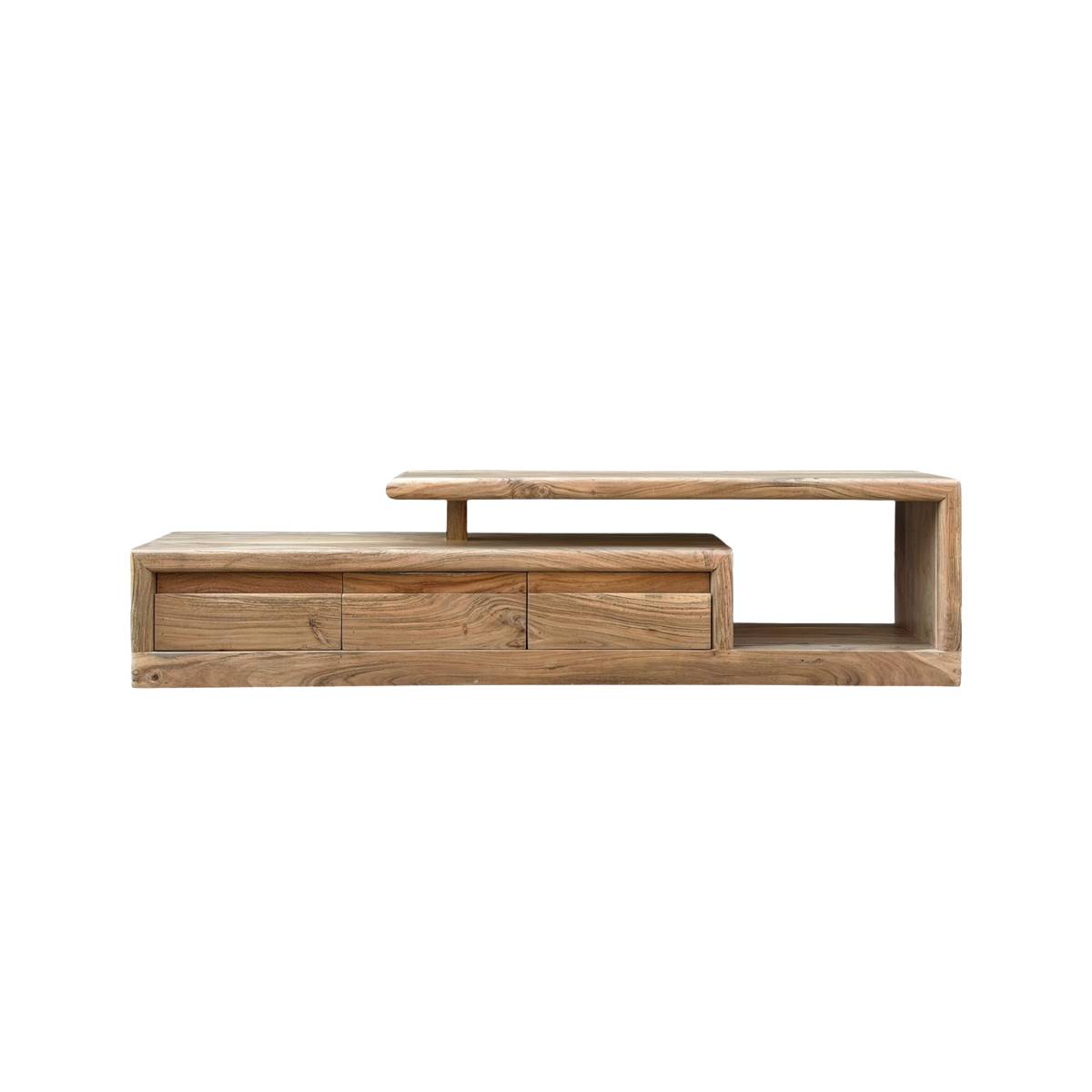 Meuble TV en bois d'acacia LEORA bois clair, MADE IN MEUBLES 