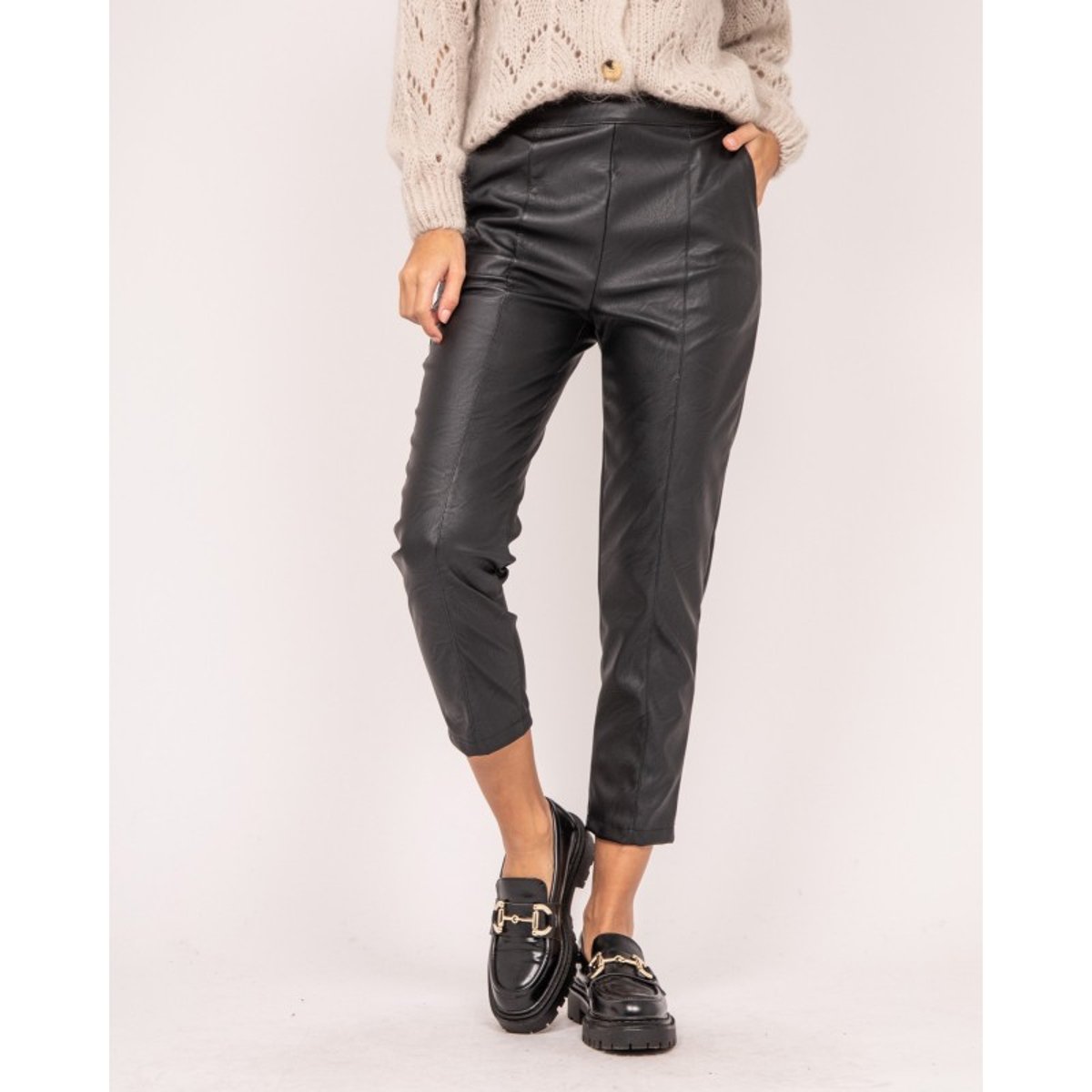 Pantalon Simili Cuir Ember noir, DONA LISA