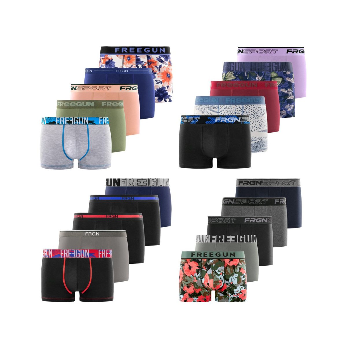 Lot De 5 Boxers Surprise Coton aléatoire, FREEGUN