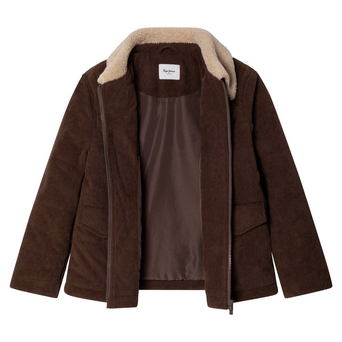 Veste Bomber Effet Sherpa brun terre, PEPE JEANS