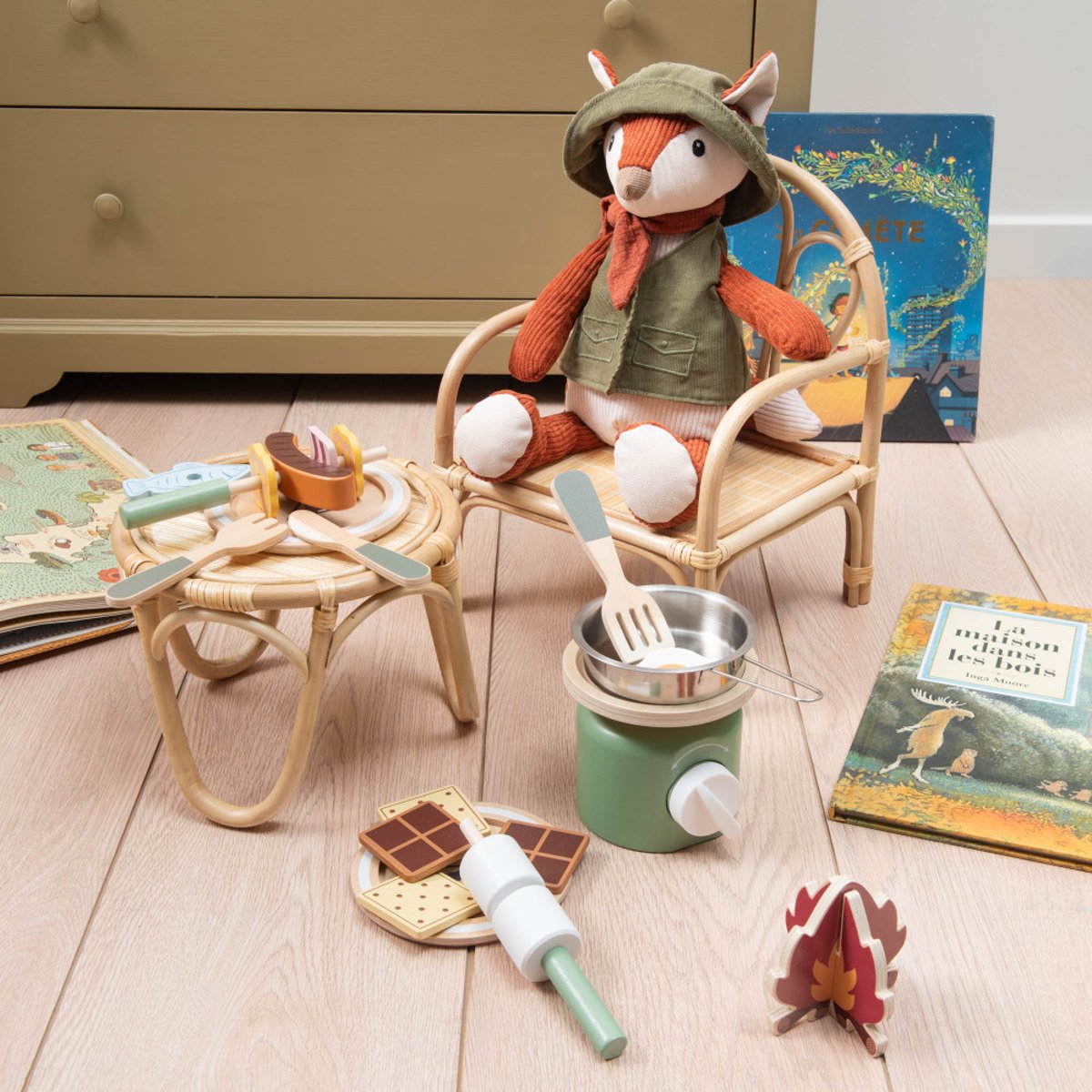 Jouet set repas camping en bois FSC vert, AMADEUS LES PETITS