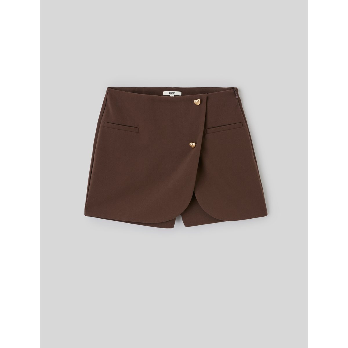 Jupe-short portefeuille marron foncée, BZB