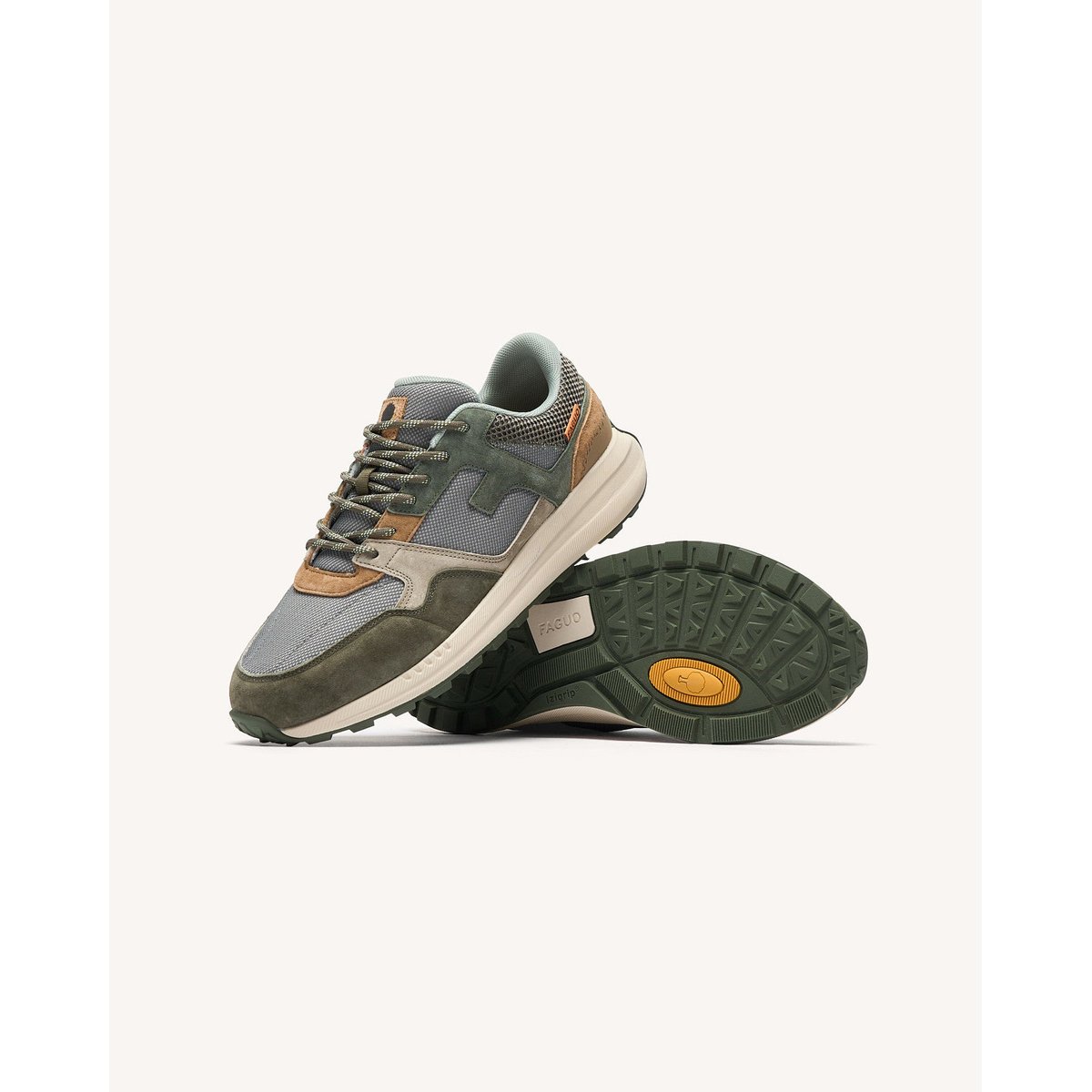 Running suede tissu LIMWOOD kaki et camel, FAGUO