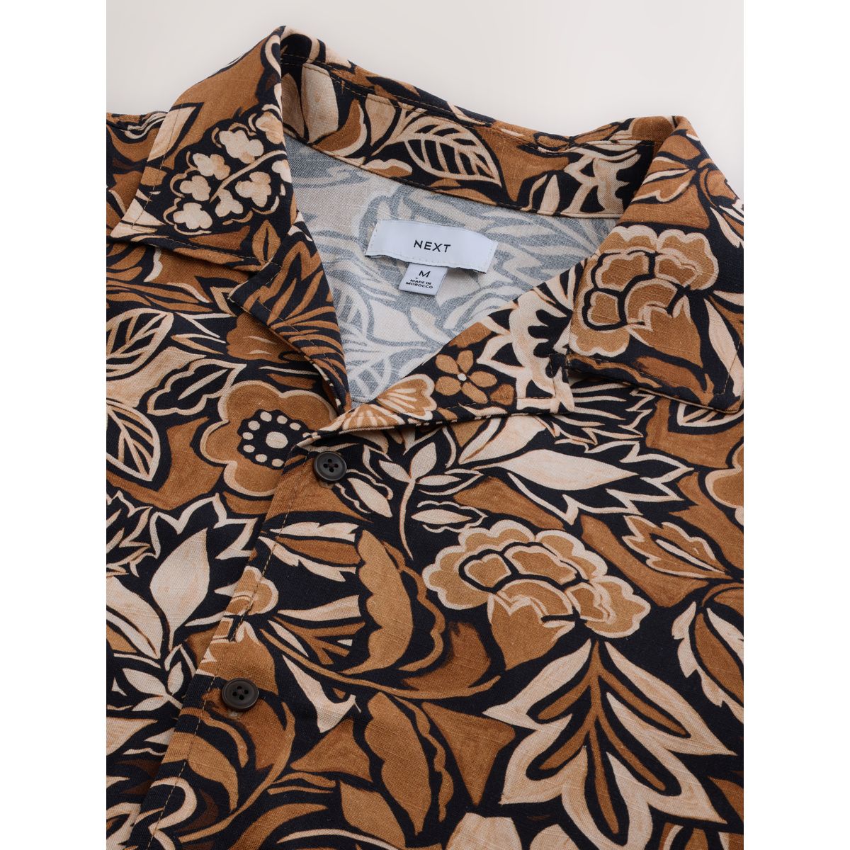 Chemise manches courtes à imprimé marron motif floral, NEXT