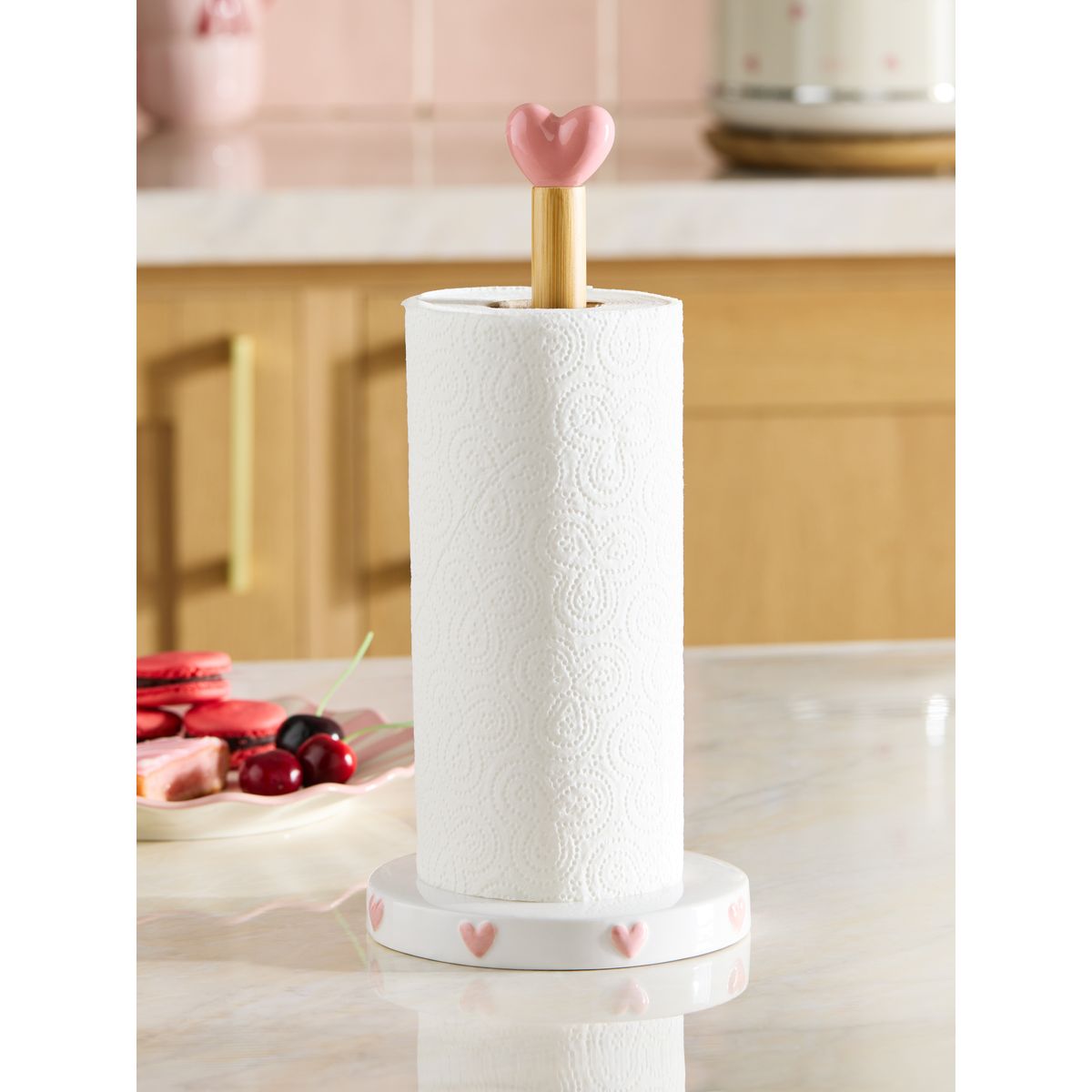 Porte essuie-tout en céramique cœur rose, NEXT