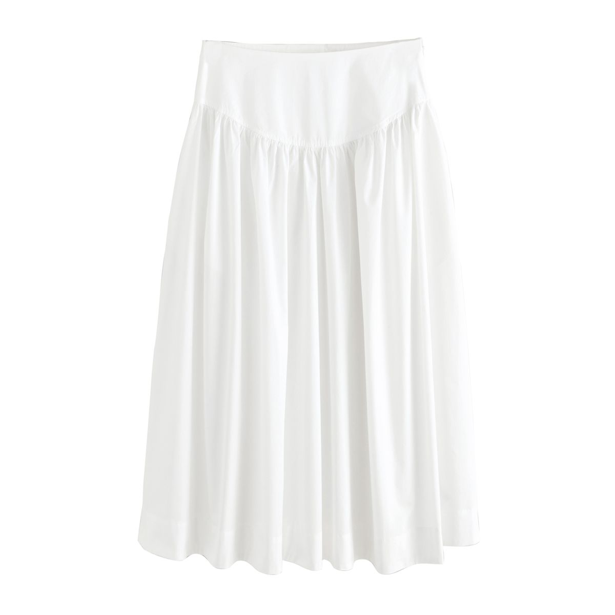 Jupe midi en popeline à taille tombante blanc, NEXT
