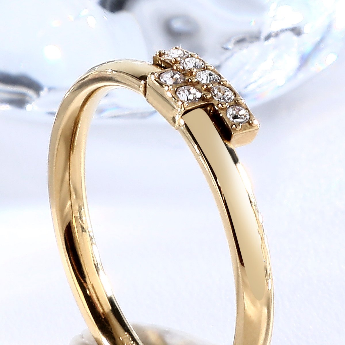Bague T-LOGO or jaune, TRUSSARDI