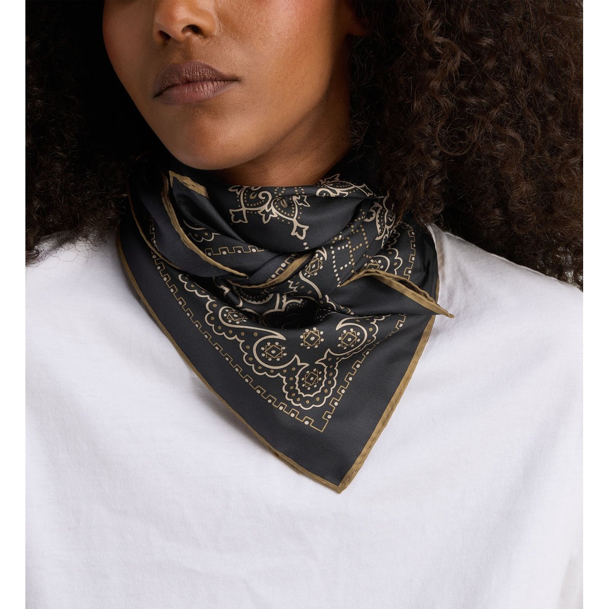 Carré de soie ladana bandana noir, GALERIES LAFAYETTE