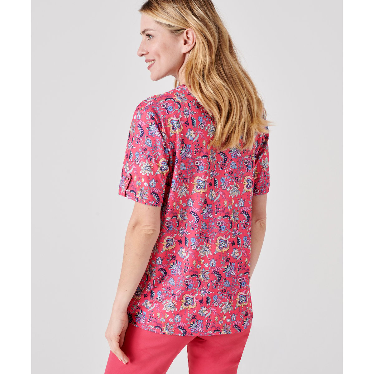 Blouse crêpe rose fleuri, DAMART
