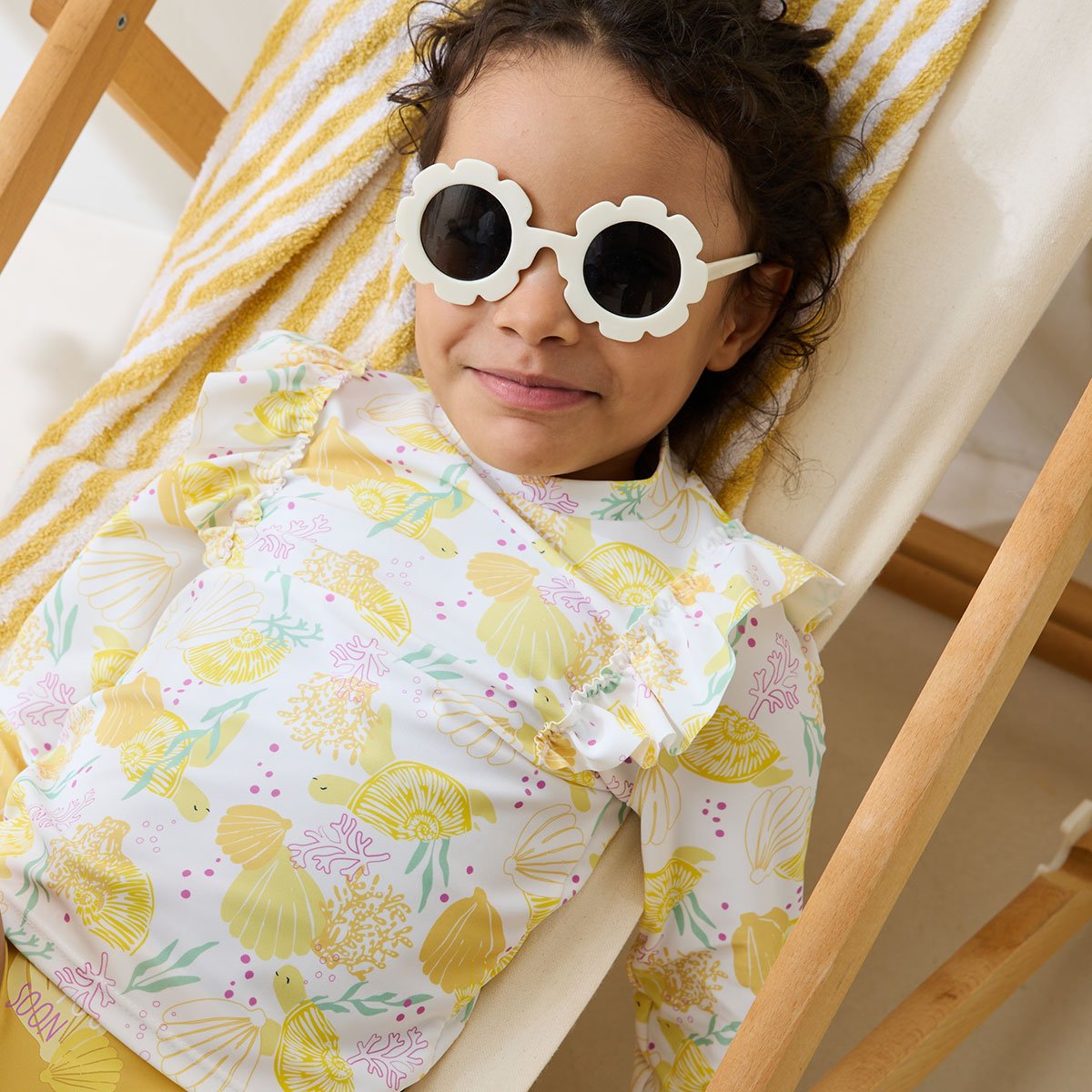 Maillot de bain bébé 2 pièces t-shirt de protection UV et culotte Porticcio jaune, PETIT BEGUIN