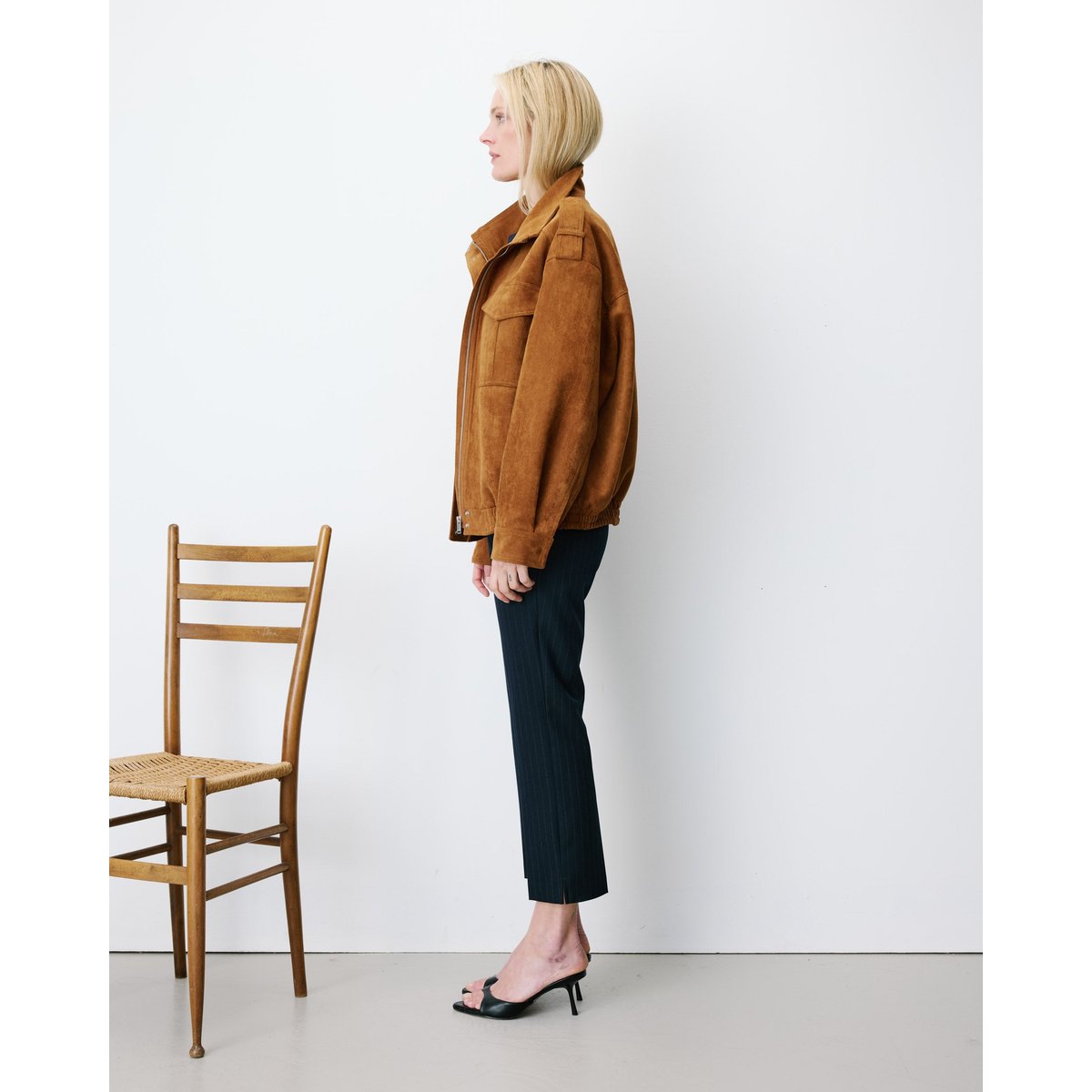 Veste oversize suédine col montant camel Arielle camel, GRACE AND MILA