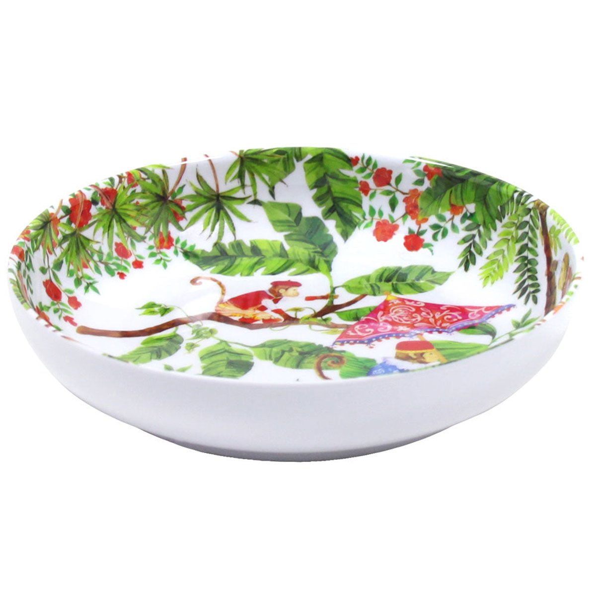 Assiette creuse mélamine Singes de Bali 20 cm vert, rouge, LES JARDINS DE LA COMTESSE