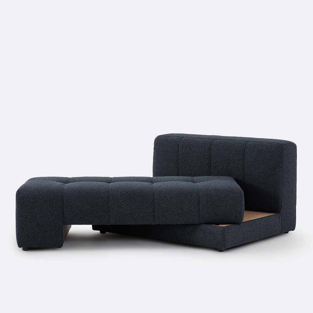 Banquette assise pivotante, gauche, modulable, en bouclette fine, FANO bleu, LA REDOUTE INTERIEURS