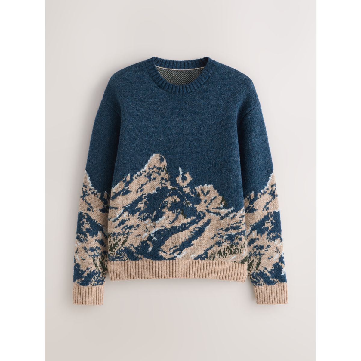 Pull ras du cou en mailleà motif montagnes bleu marine, NEXT