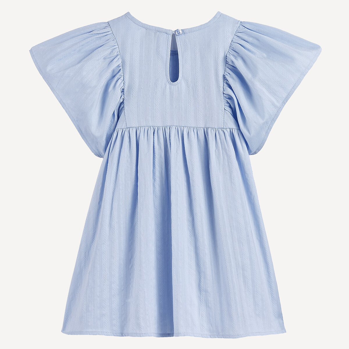 Robe col rond, à manches papillon, détails en croquet bleu, LA REDOUTE COLLECTIONS