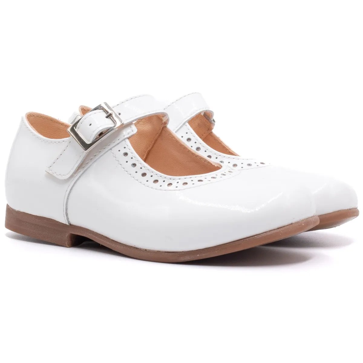 Chaussures cérémonie bébé fille en cuir, à boucle - BONI MINI-ANAIS blanche, BONI&SIDONIE