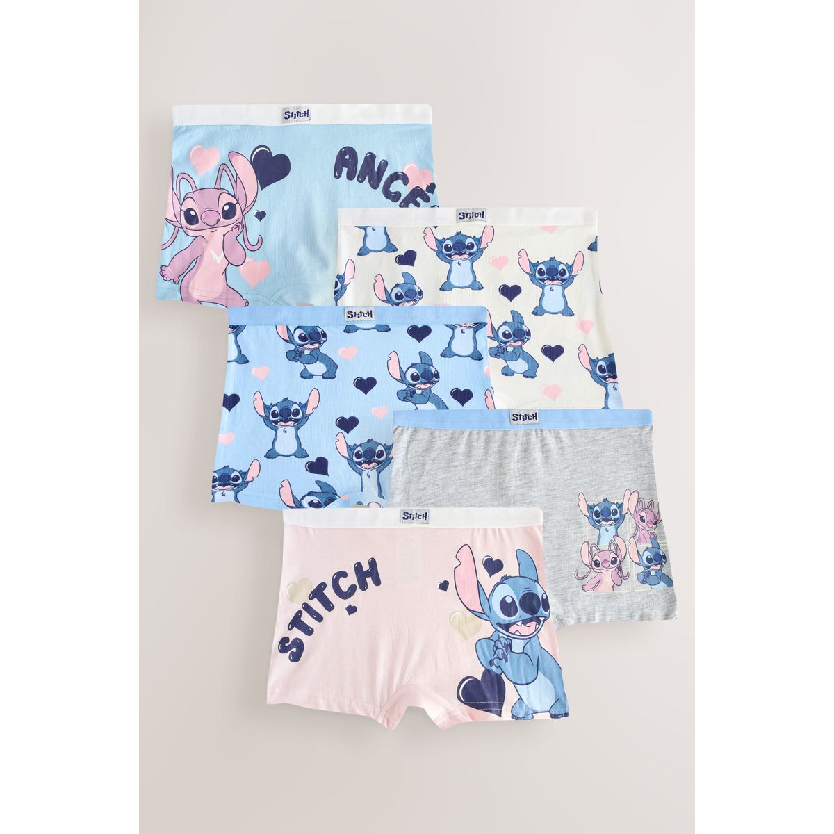 Short disney stitch et angel, lot de 5 rose/bleu, NEXT