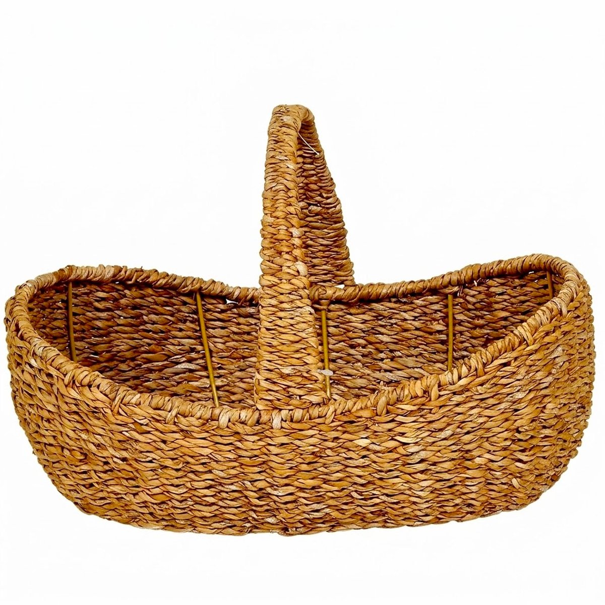 Panier à récolte en jacinthe d'eau tressée 40x25x15cm bois, WADIGA