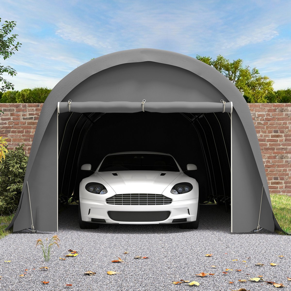 Abri pour voiture Acier galvanisé Gris Foncé gris foncé, OUTSUNNY