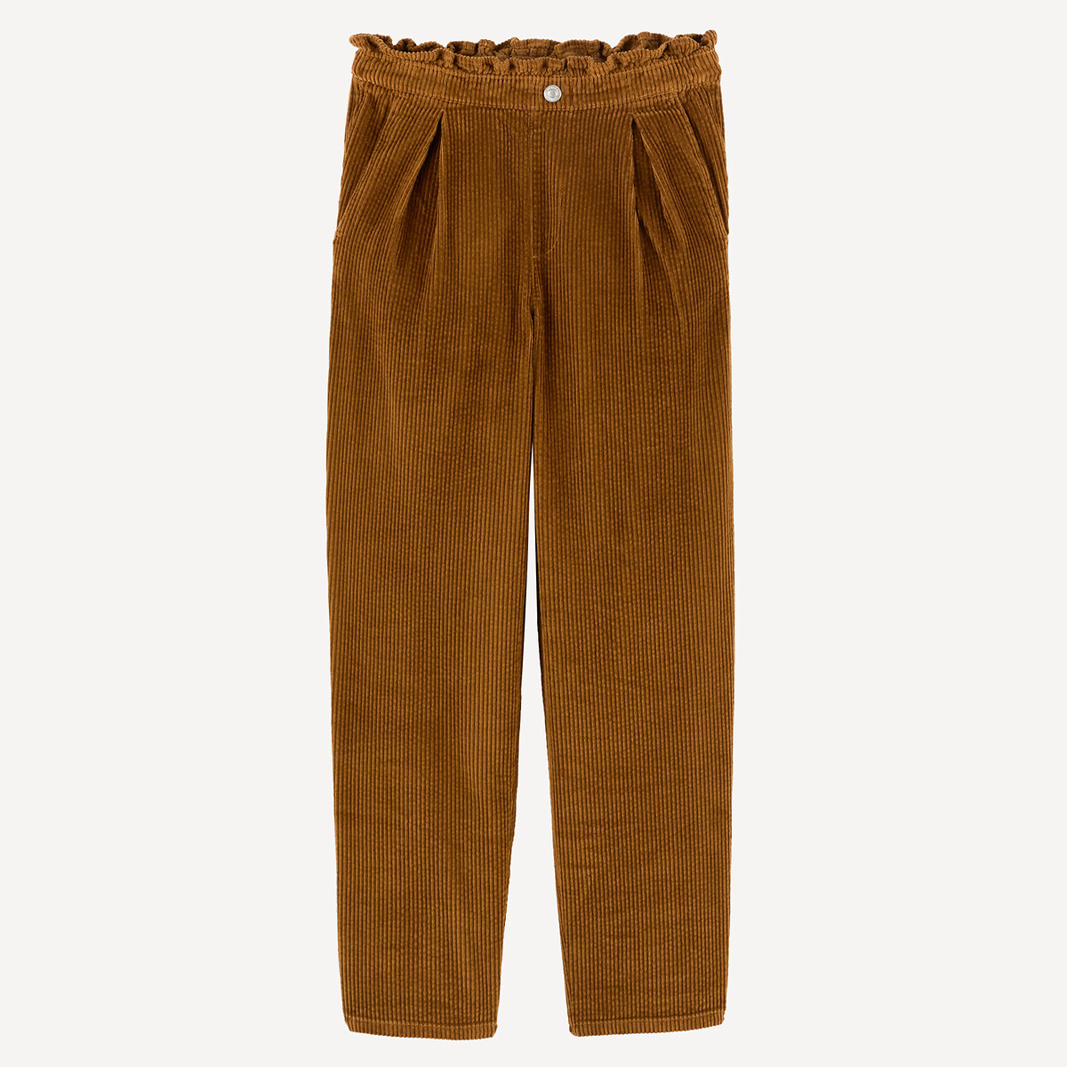 Pantalon paper bag en velours côtelé camel, LA REDOUTE COLLECTIONS