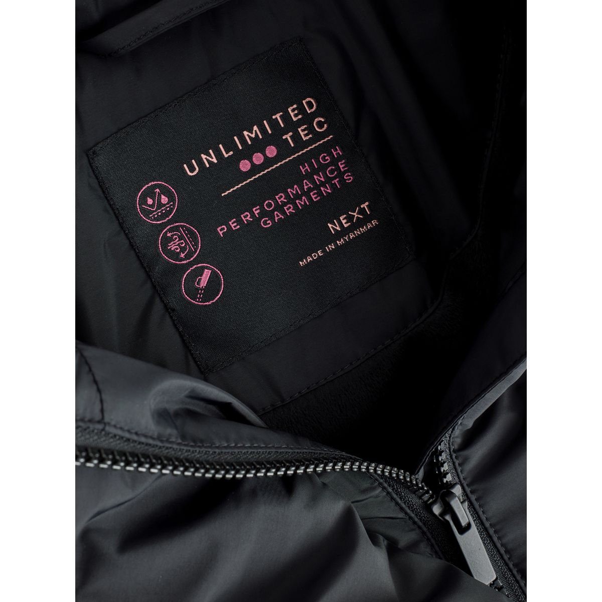 Manteau imperméable doublure imitation fourrure noir, NEXT