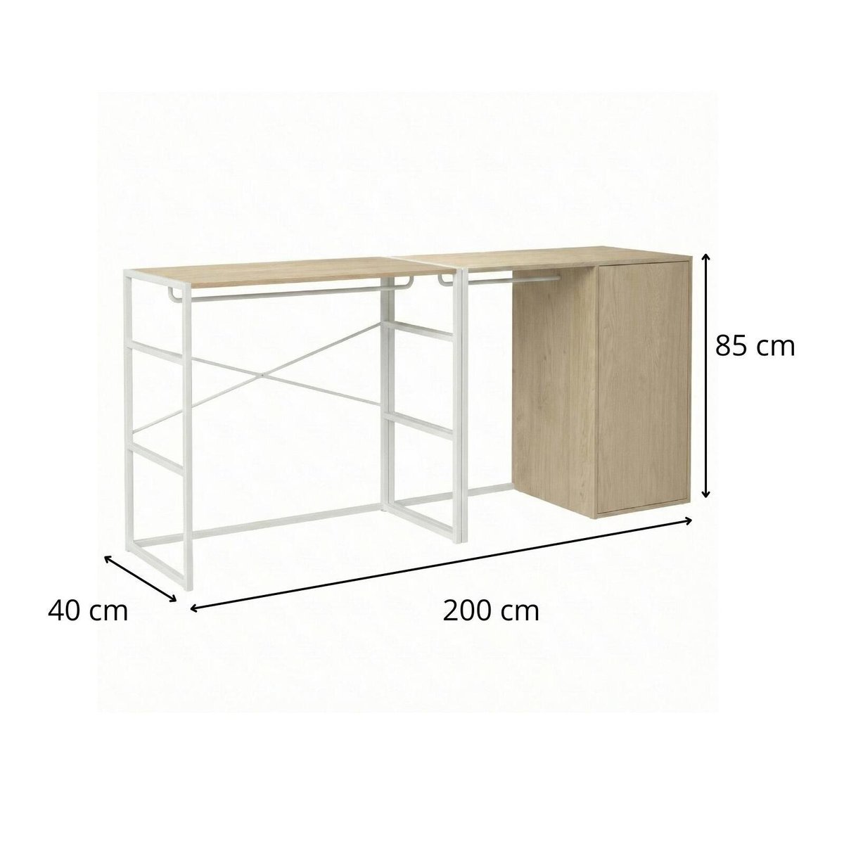 Lot de 2 portants vêtements sous combles 200x85cm KADRA blanc, MOB IN