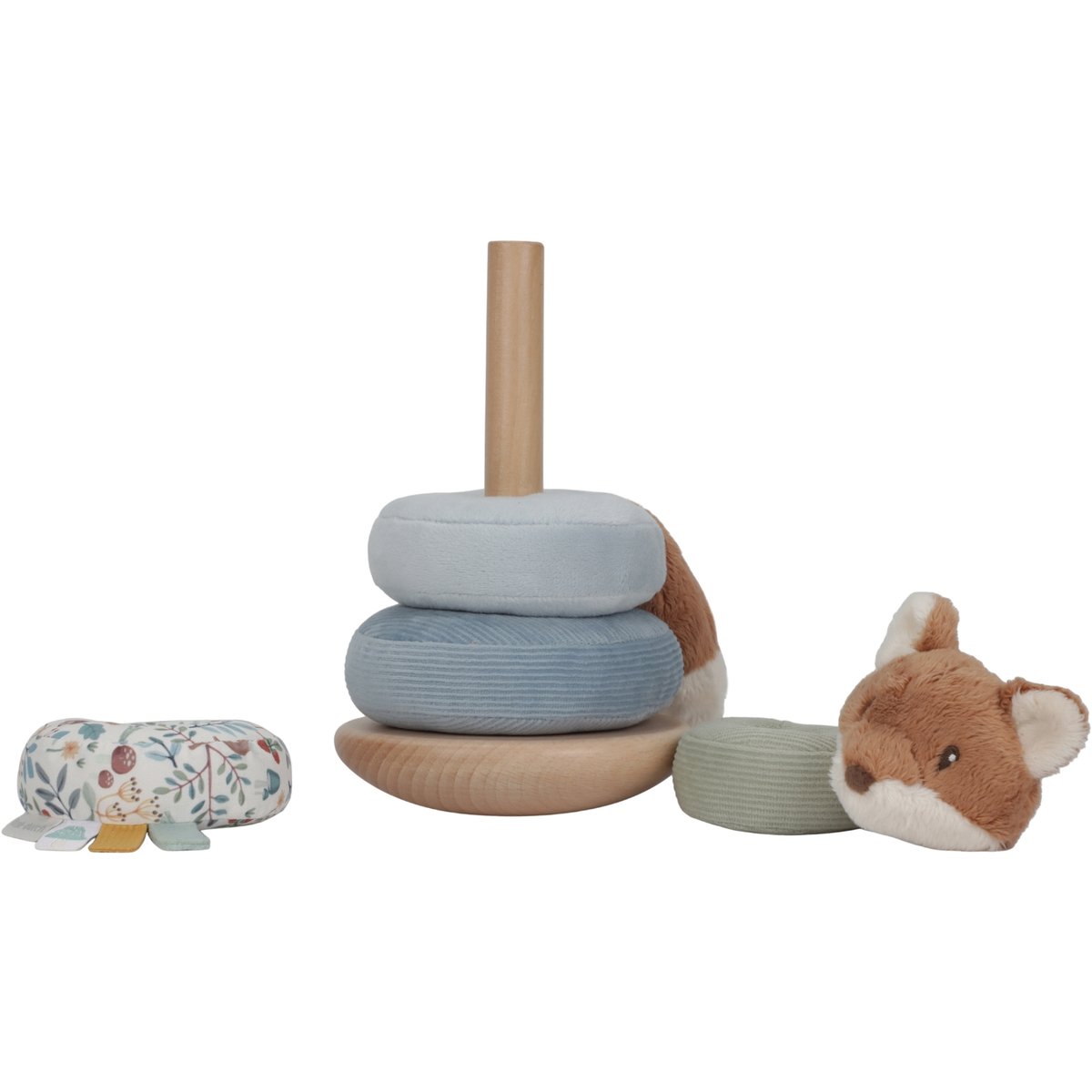 Renard à empiler bleu, vert, beige, bois, marron, LITTLE DUTCH
