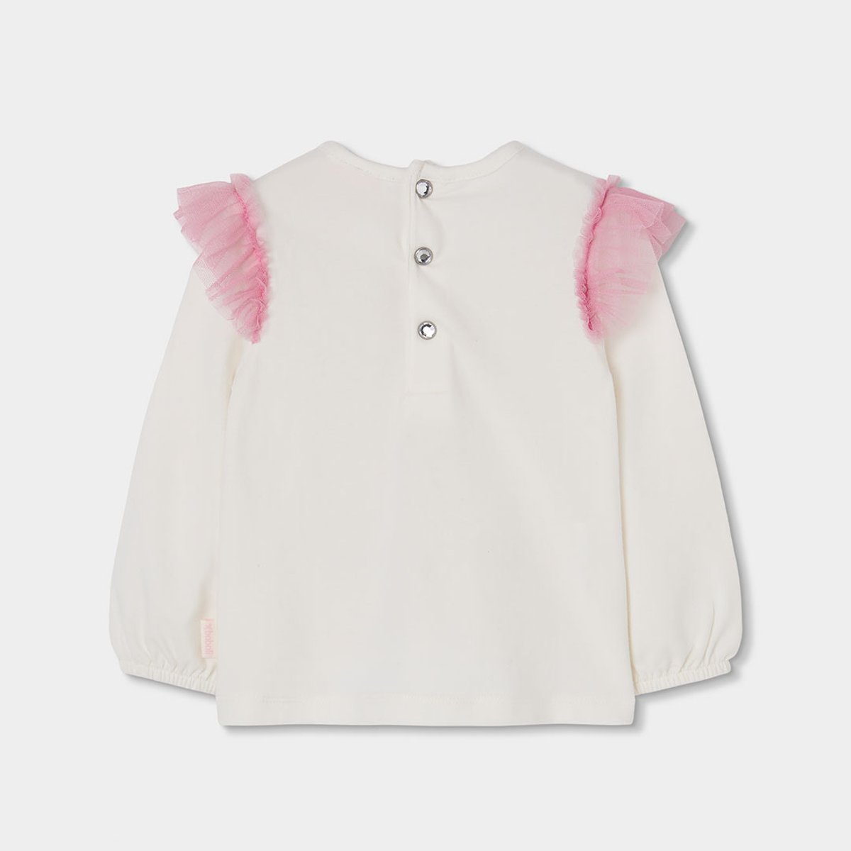 T-shirt en maille fille imprimé poupée avec tulle blanc, BOBOLI