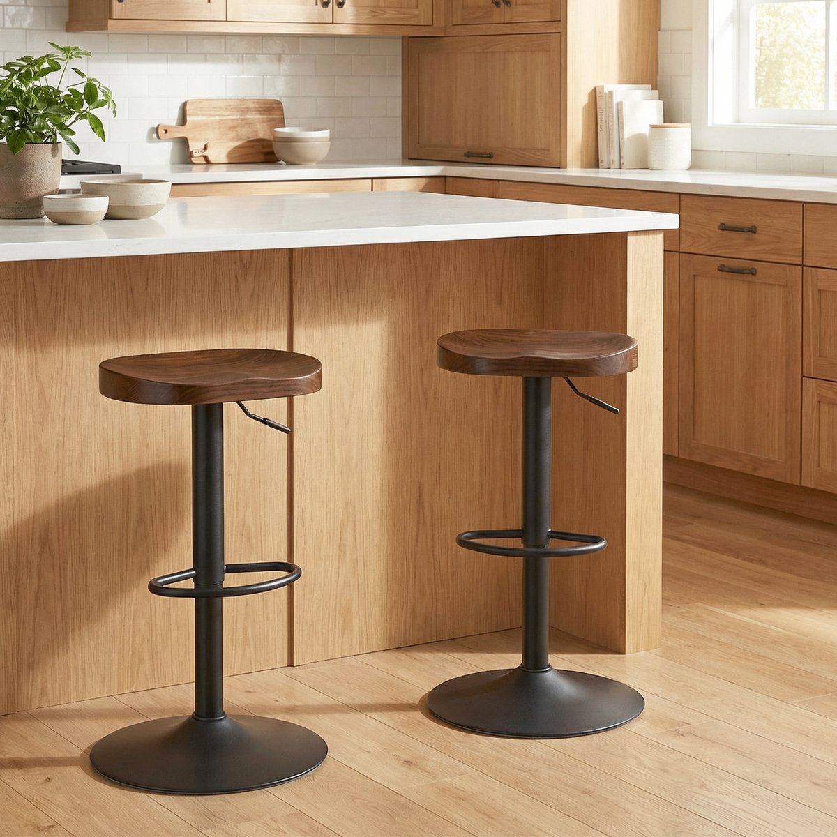 Tabouret de bar Bois d'orme Marron foncé marron foncé, noir, HOMCOM