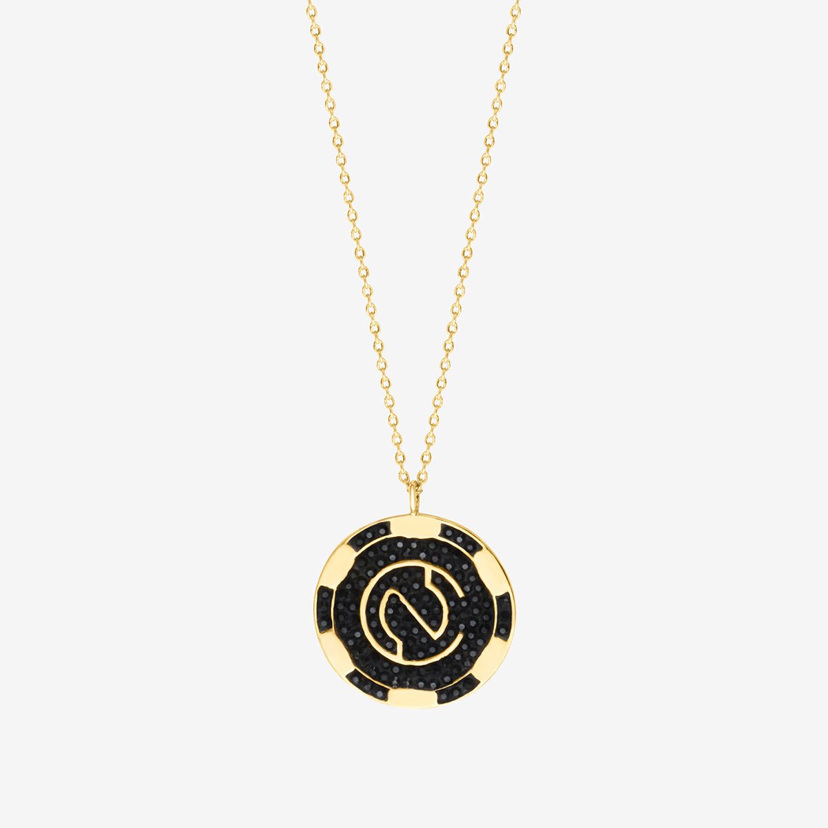 Collier doré jet jeton - casino noir, CAROLINE NAJMAN