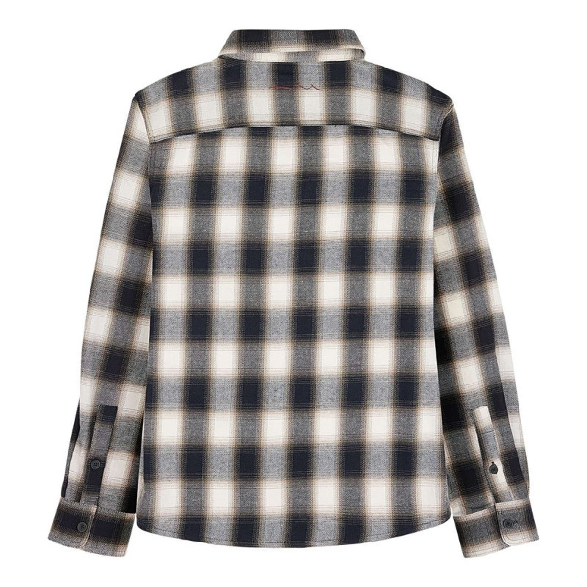 Chemise en coton beige à carreaux avec une coupe droite et un col français beige, TEDDY SMITH