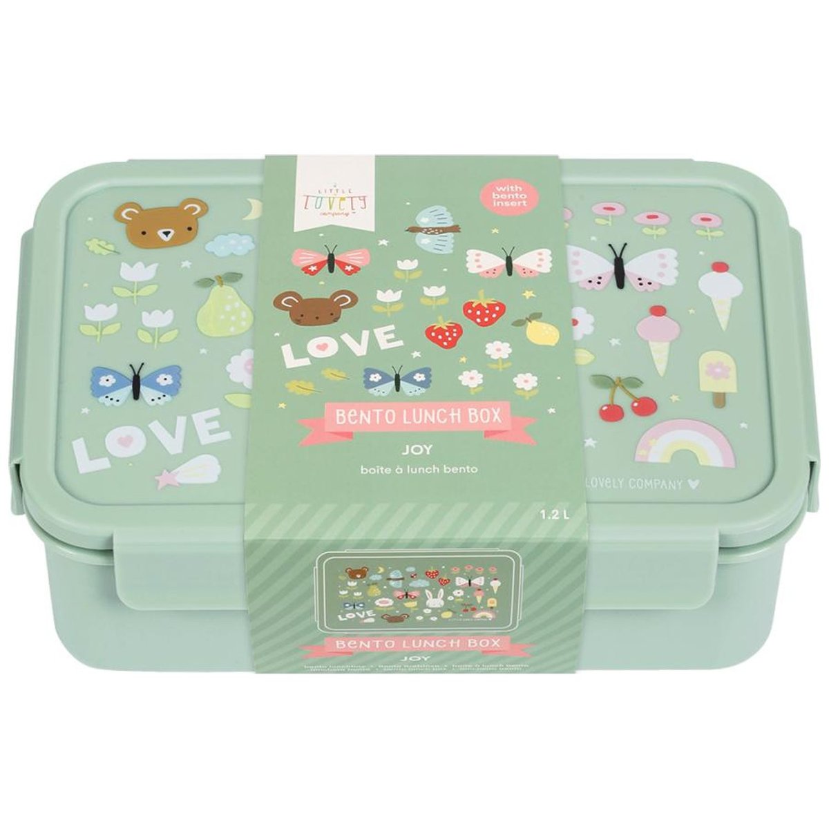 Lunch box Joie vert d'eau, rose, jaune, A LITTLE LOVELY COMPANY
