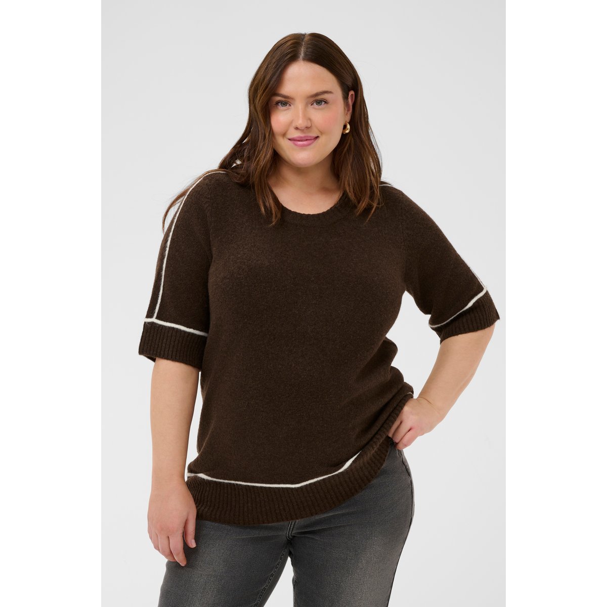 Pullover tricoté marron coffee bean, KAFFE CURVE