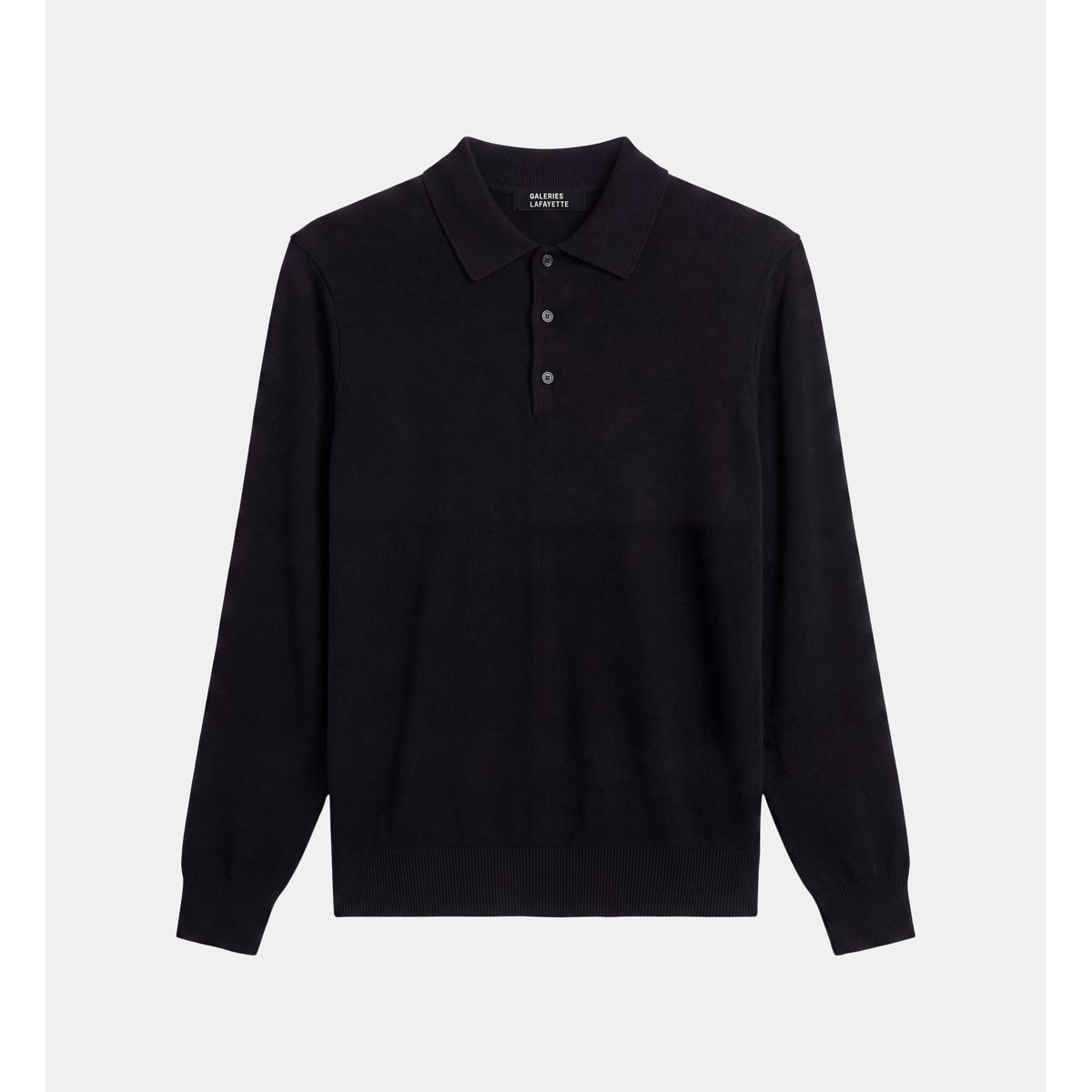 Pull polo teripol en laine mérinos noir, GALERIES LAFAYETTE