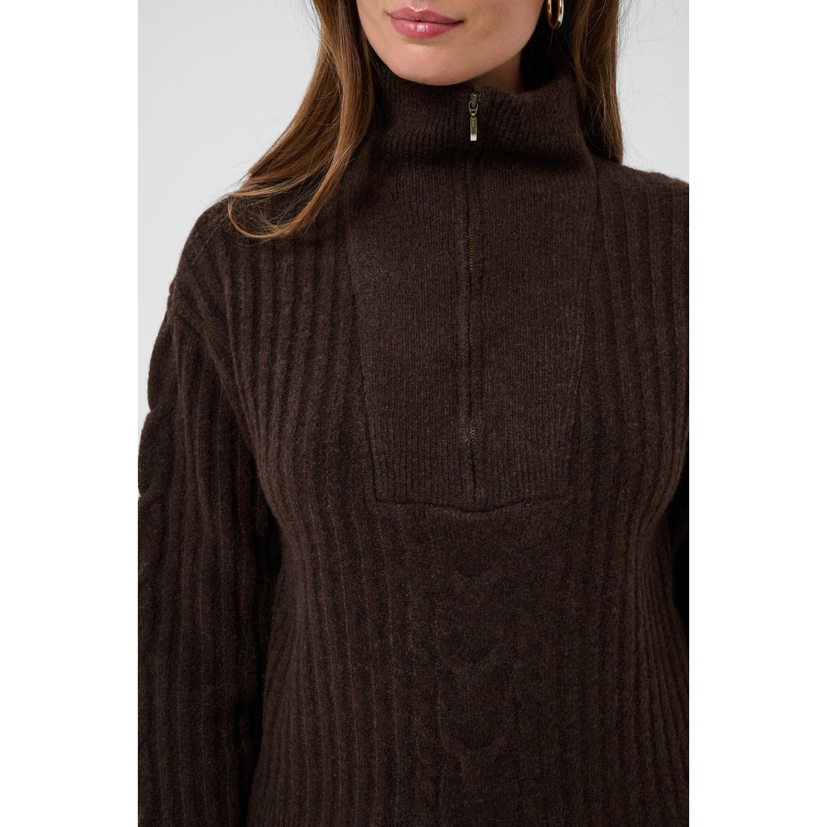 Pullover tricoté marron java, CREAM