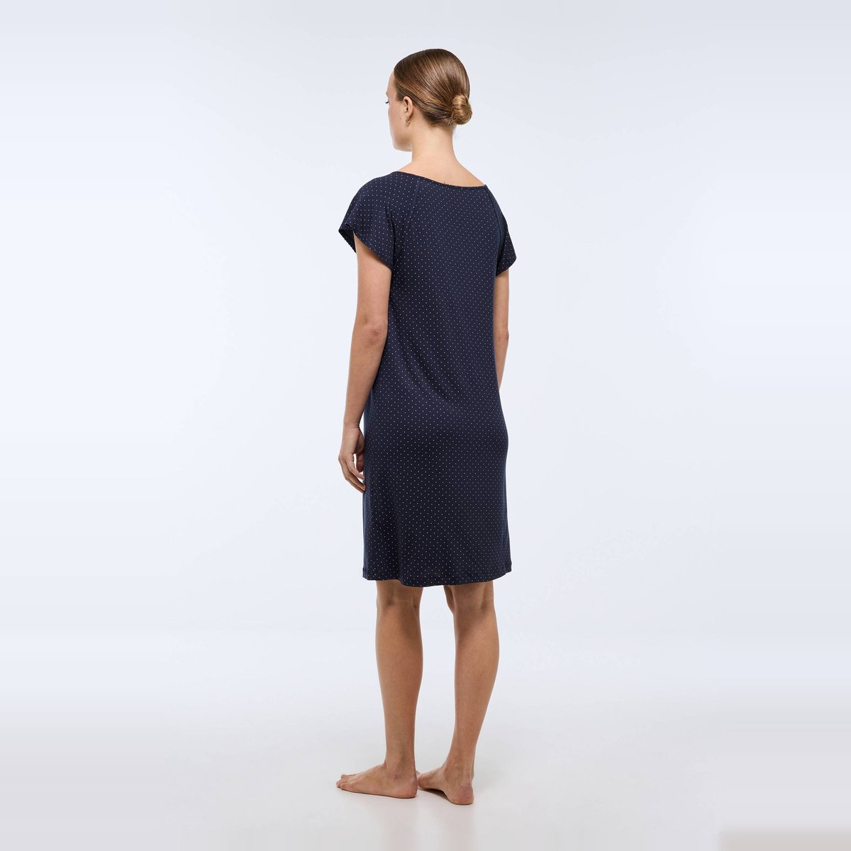 Chemise de nuit manches courtes en viscose, Ecovero marine, MONOPRIX